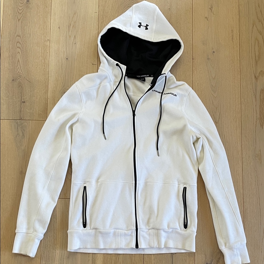 Men’s Under Armour White Hoodie with Black Details